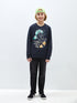 LC Waikiki Crew Neck Printed Reversible Sequined Long Sleeve Boy's Sweatshirt